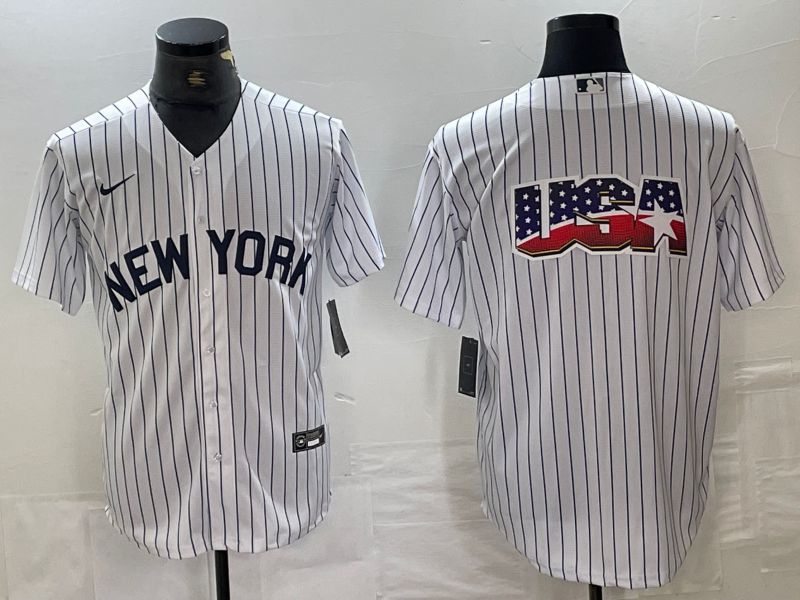 Men New York Yankees Blank White Stripe Fashion Game Nike 2024 MLB Jersey style 2